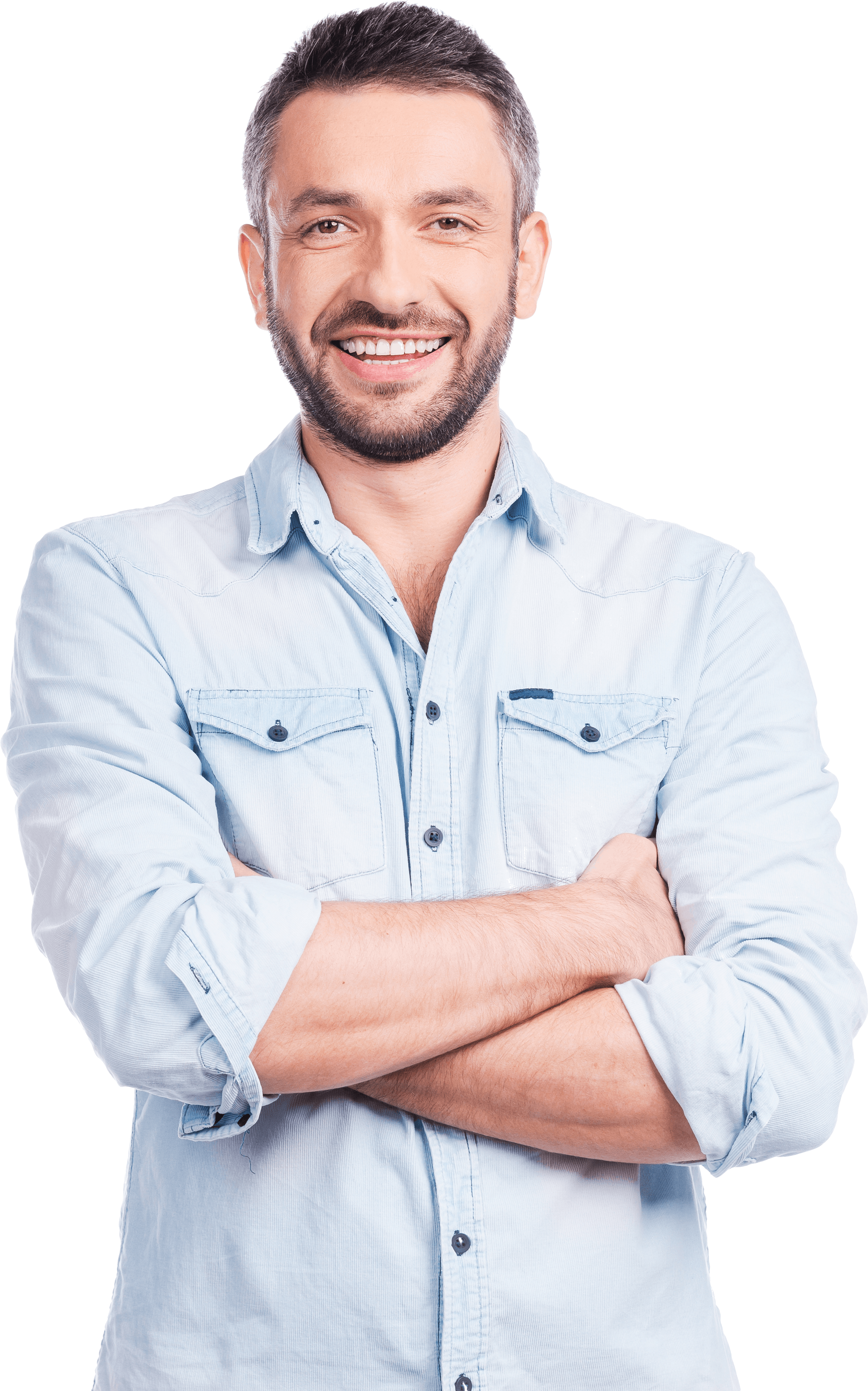 Man smiling with crossed arms